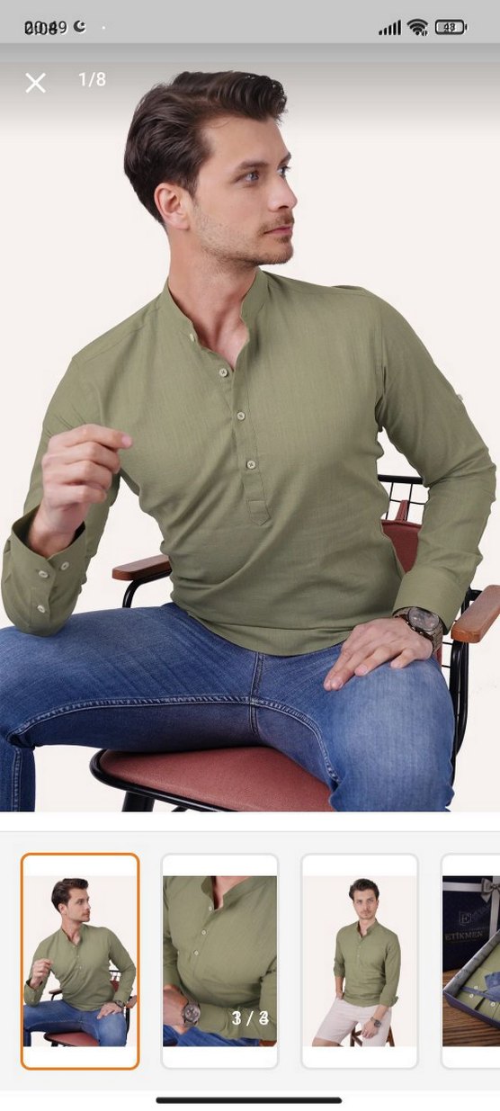 Bej Mini Kısa Kollu Düğmeli Erkek Gömlek - Görsel 3