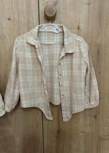 Lcwa 2-3 yaş Kız Çocuk Bej Bağlamalı Pamuklu Gömlek - Görsel 2