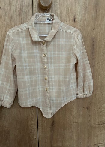 Lcwa 2-3 yaş Kız Çocuk Bej Bağlamalı Pamuklu Gömlek - Görsel 3