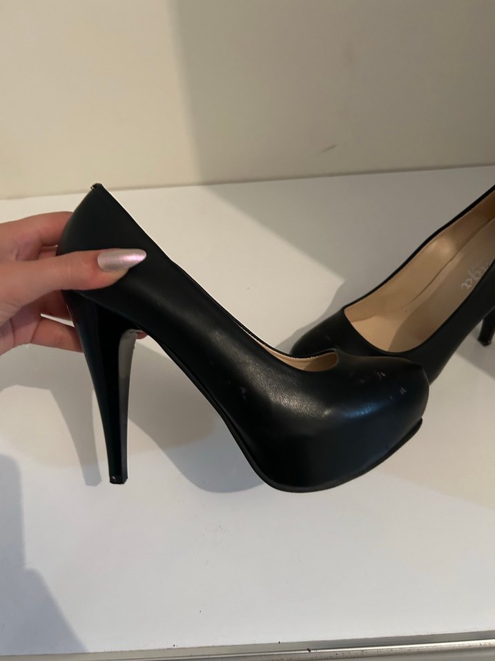 Mat deri platform ucu kapalı ayakkabı - Görsel 2