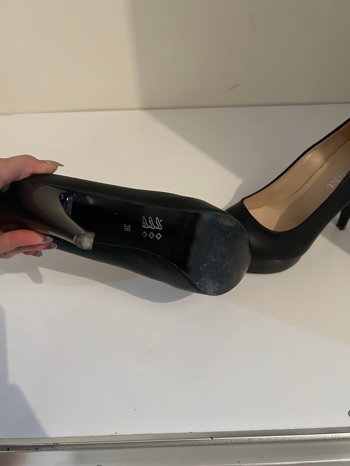 Mat deri platform ucu kapalı ayakkabı - Görsel 3