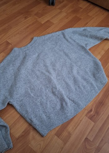 l Beden Gri Kadın Triko Uzun Kollu Sweatshirt