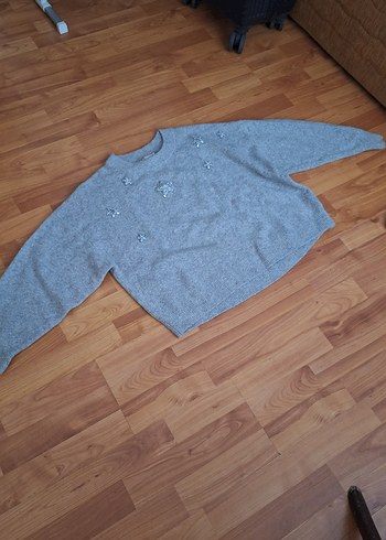 Diğer Gri Kadın Triko Uzun Kollu Sweatshirt