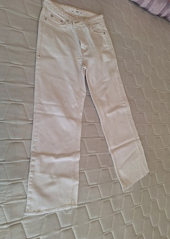 s Beden Bej Midi Regular Fit Keten Kot Pantolon