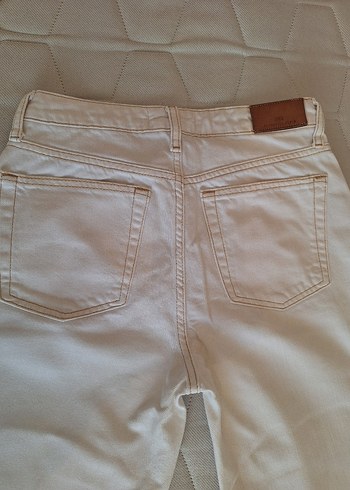 s Beden beyaz Renk Bej Midi Regular Fit Keten Kot Pantolon