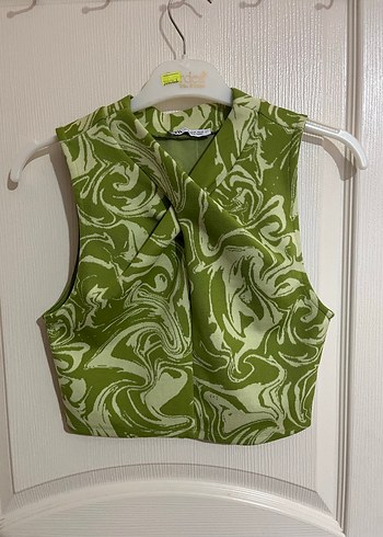 Yeşil Batik Desenli crop