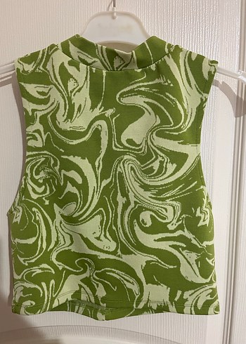 s Beden Yeşil Batik Desenli crop