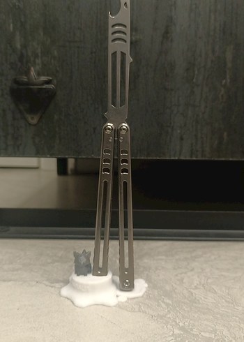 Beyaz tilki figürlü nabalis balisong standı - Görsel 6