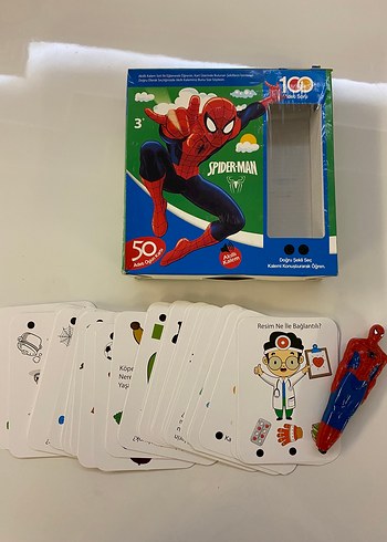 Spiderman Eğitici Konuşan Kalem 50 Parçalı Eğitici Kart Oyunu