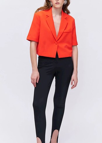 m Beden kırmızı Renk Kısa Kollu Kırmızı Mini Blazer ve pantolon