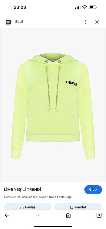 Lime yeşili sweatshirt