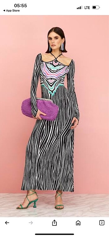 Nocturne zebra desenli elbise