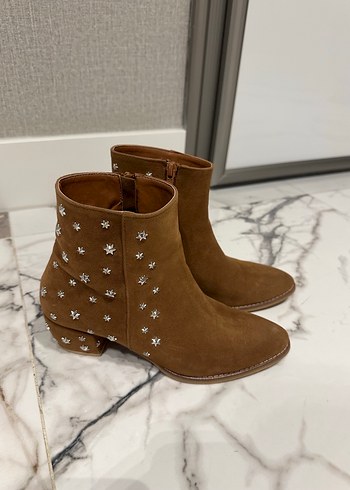 Kahverengi Süet Yıldız İşlemeli Kadın Bot - Görsel 7