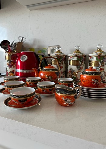 Ejderha Desenli Porselen Japon Çay Seti Geyşa damgalı - Görsel 12