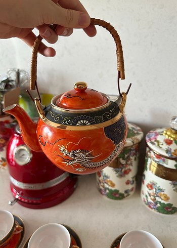 Ejderha Desenli Porselen Japon Çay Seti Geyşa damgalı - Görsel 3