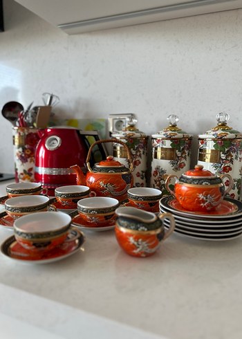 Ejderha Desenli Porselen Japon Çay Seti Geyşa damgalı - Görsel 10