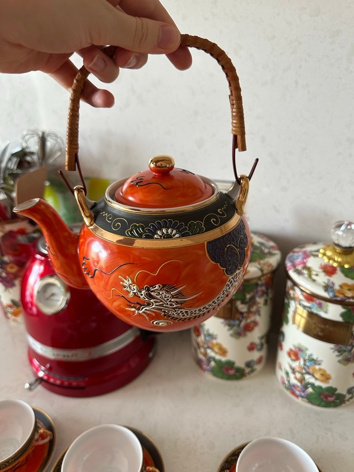 Ejderha Desenli Porselen Japon Çay Seti Geyşa damgalı - Görsel 3