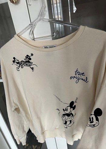 Pamuklu Beyaz Mickey Mouse Baskılı Sweatshirt - Görsel 3
