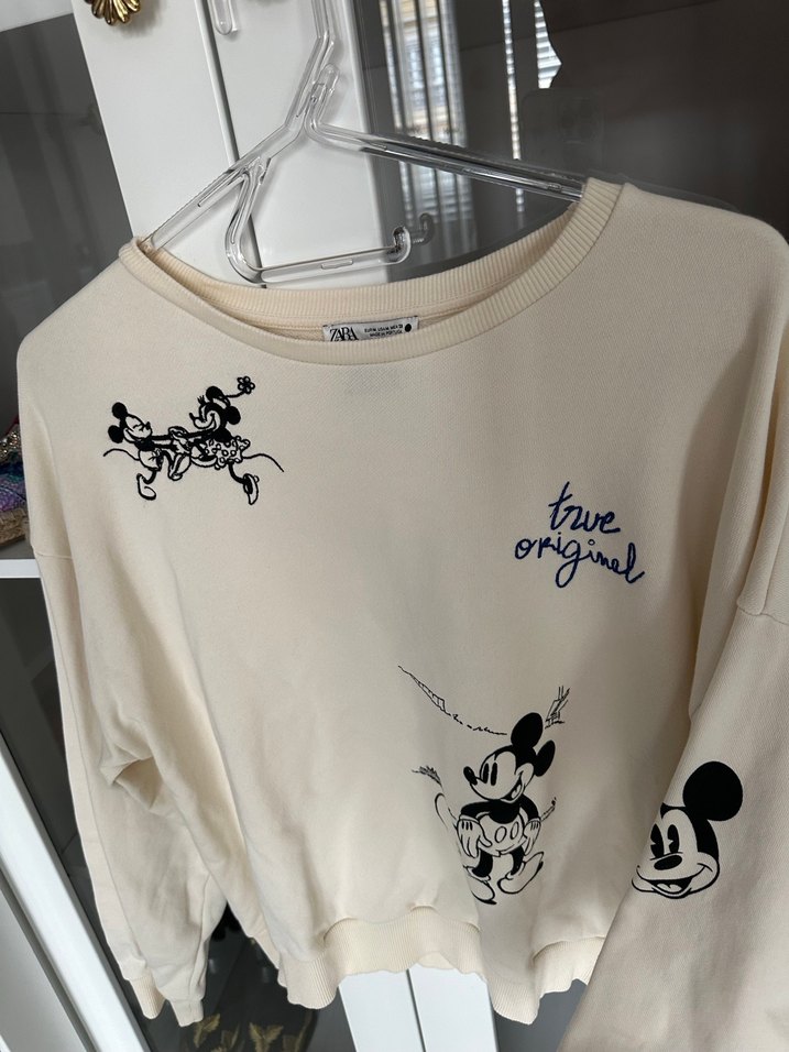Pamuklu Beyaz Mickey Mouse Baskılı Sweatshirt - Görsel 3