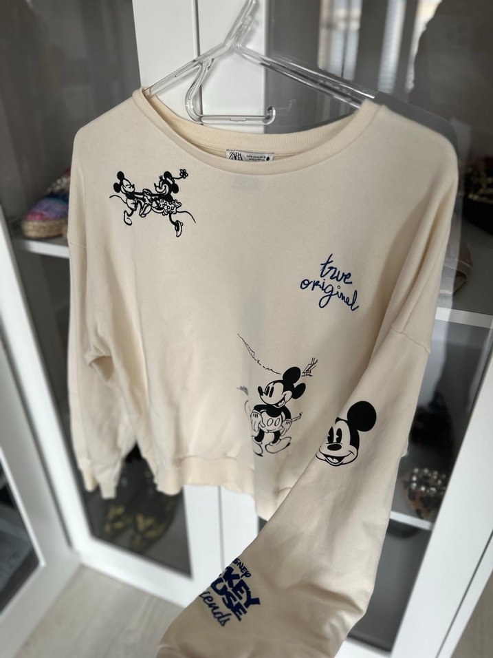 Pamuklu Beyaz Mickey Mouse Baskılı Sweatshirt - Görsel 2