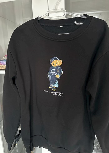 Siyah Ayıcık Baskılı Oversize Sweatshirt - Görsel 2