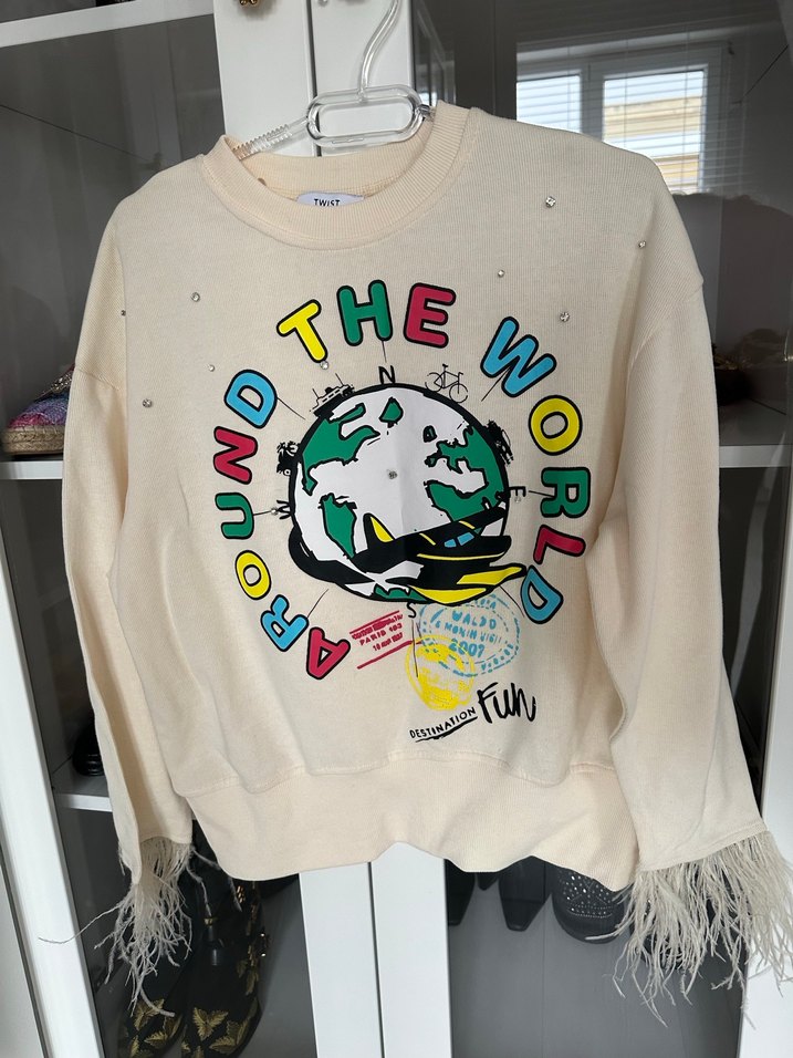 Baskılı Beyaz Kadın Sweatshirt - Görsel 3