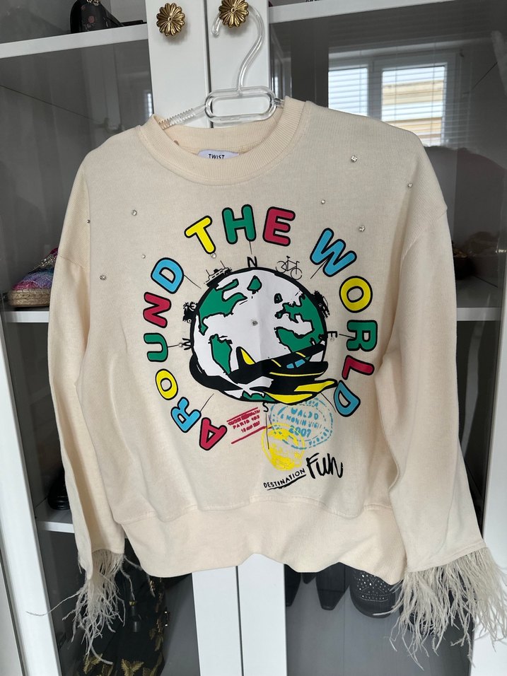 Baskılı Beyaz Kadın Sweatshirt - Görsel 2