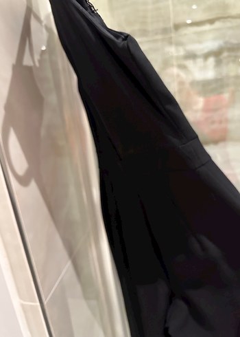 Dantel Detaylı Siyah Uzun Kadın Tulum - Görsel 4