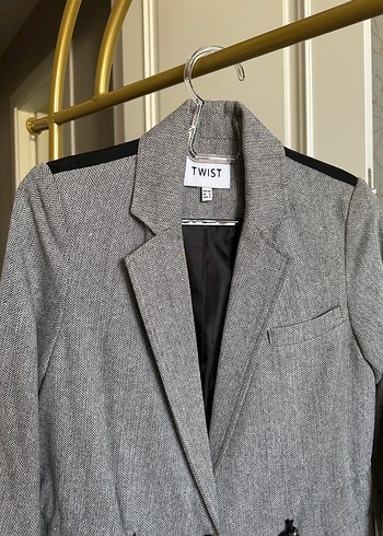 s Beden Düğmeli Gri Kadın Blazer Ceket