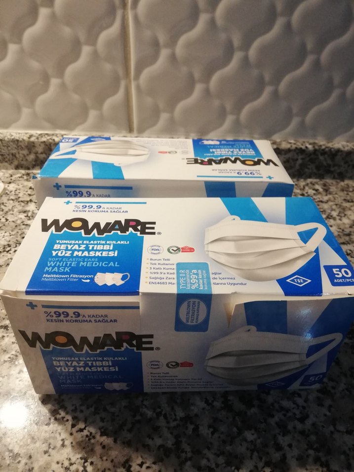 WOWARE Beyaz Tıbbi Yüz Maskesi 50'li - Görsel 2