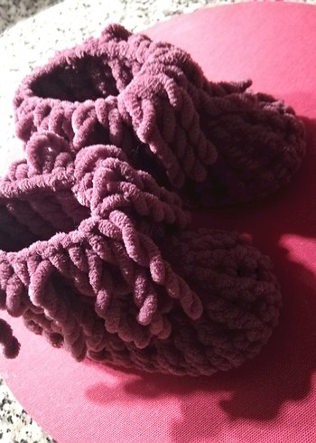 Mor Örgü Kız Çocuk Sıcak Terlik - Görsel 3