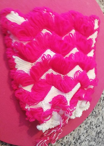 Banyo için Pembe Nakışlı Fırfırlı kese - Görsel 3