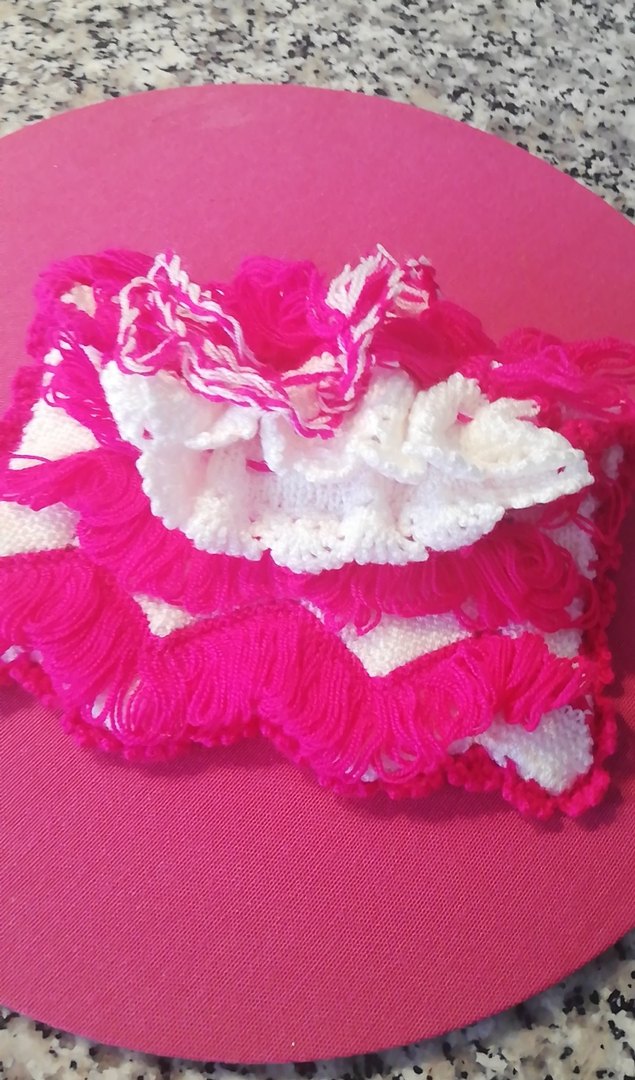 Banyo  için Pembe Nakışlı Fırfırlı kese - Görsel 2