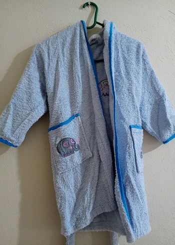 Nakışlı Mavi Erkek Çocuk Bornoz - Görsel 2