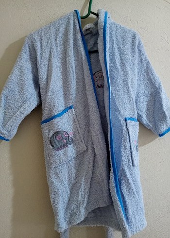 Nakışlı Mavi Erkek Çocuk Bornoz - Görsel 3