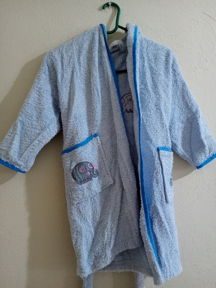 Nakışlı Mavi Erkek Çocuk Bornoz - Görsel 2