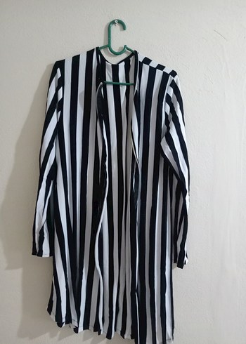 Uzun Zebra Desenli Kadın ince hirka - Görsel 2