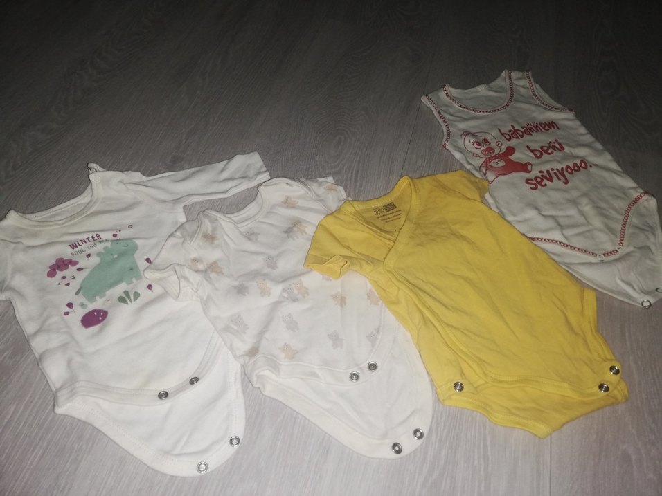 Sarı Pamuklu Bebek Askısız Body 4 adet - Görsel 2