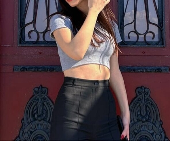 xs Beden gri Renk Gri Crop Top