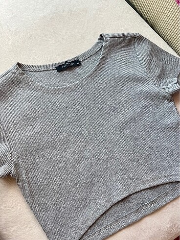 xs Beden Gri Crop Top