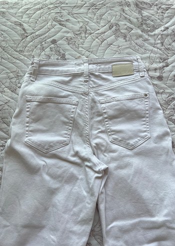 Beyaz Bol Paça Kot Pantolon - Görsel 5