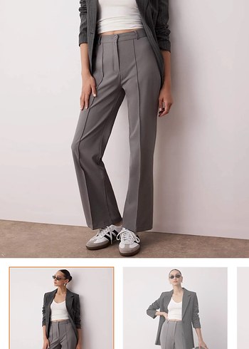 Gri Kadın Kumaş Pantolon - Görsel 5