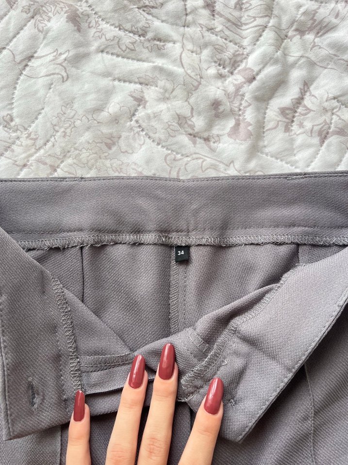 Gri Kadın Kumaş Pantolon - Görsel 3