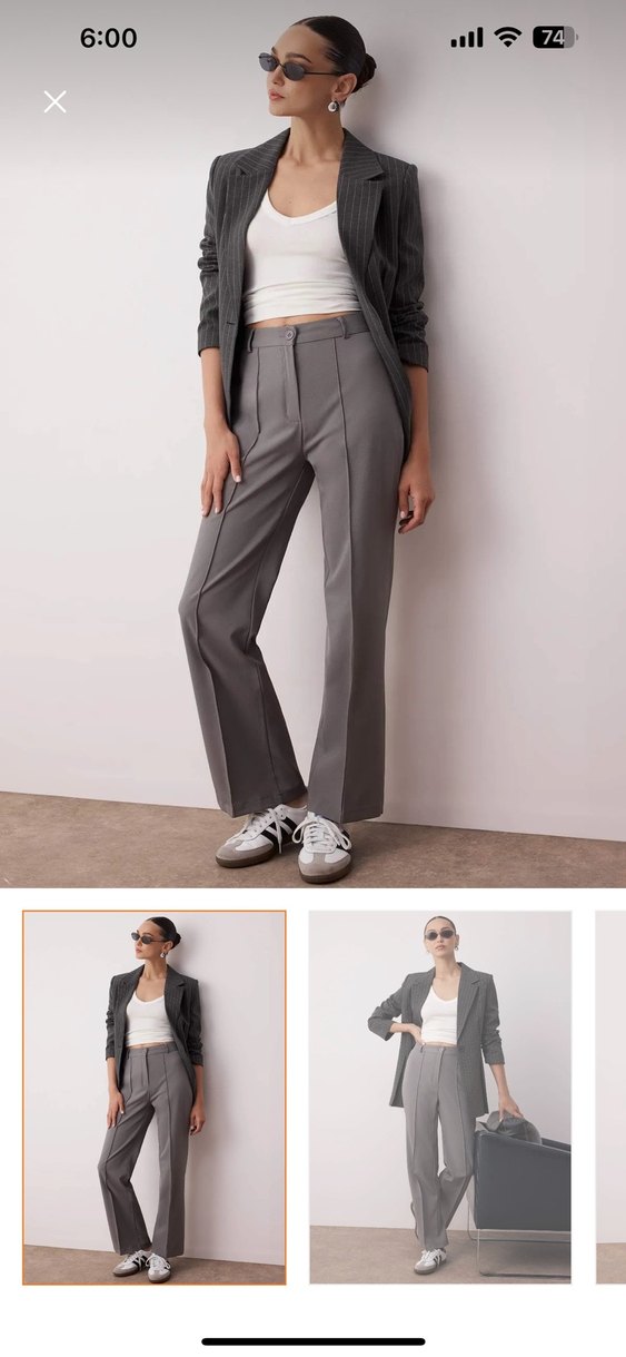 Gri Kadın Kumaş Pantolon - Görsel 5