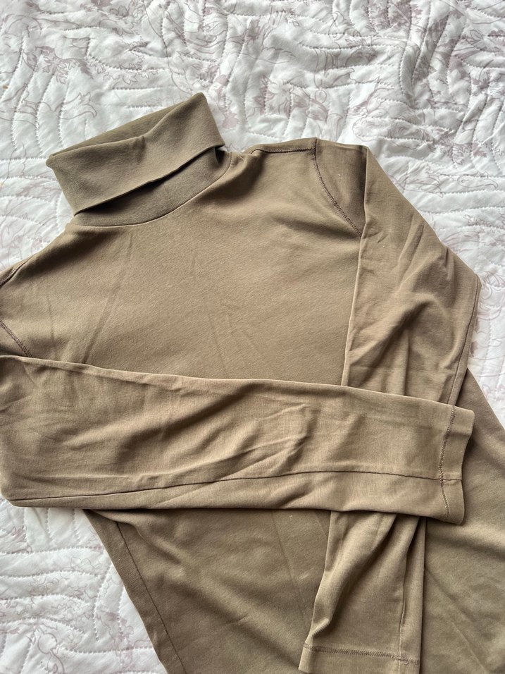 haki Kadın Boğazlı Uzun Kollu Triko - Görsel 4