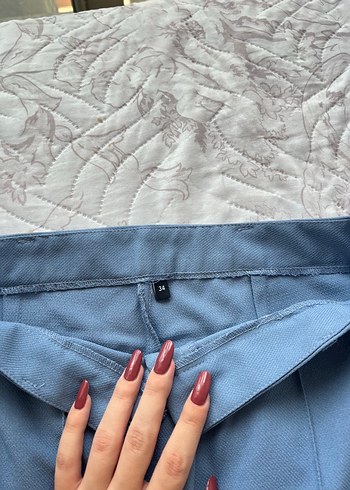 Kadın Mavi Kumaş Pantolon - Görsel 2