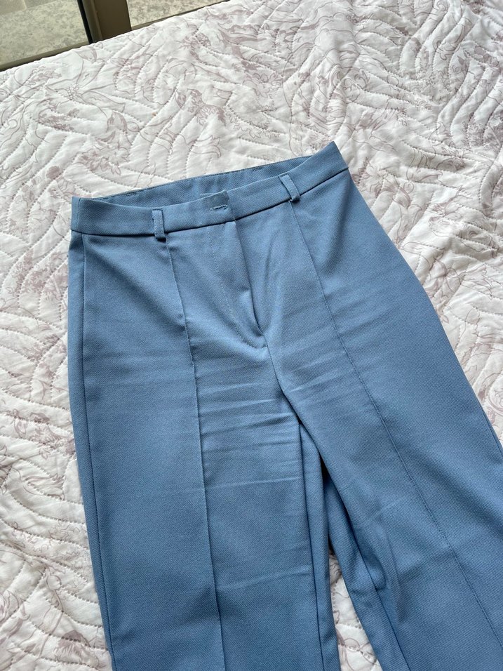 Kadın Mavi Kumaş Pantolon - Görsel 3