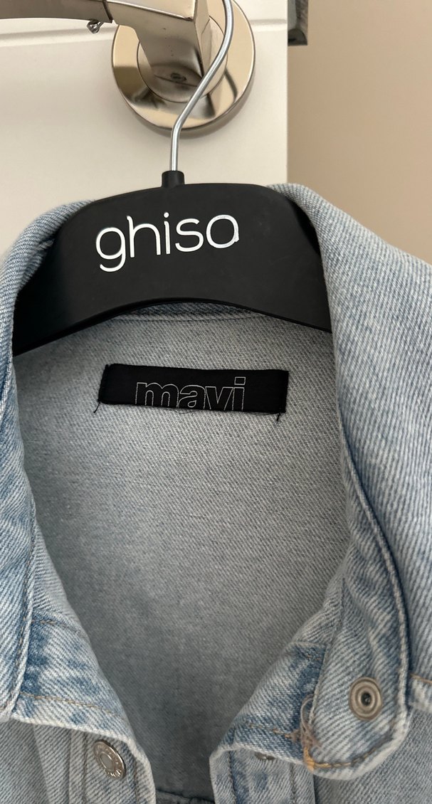 Gri Kadın Düğmeli Denim Ceket - Görsel 2