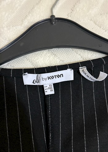 V Yakalı Siyah Çizgili Uzun Kollu Elbise - Görsel 2