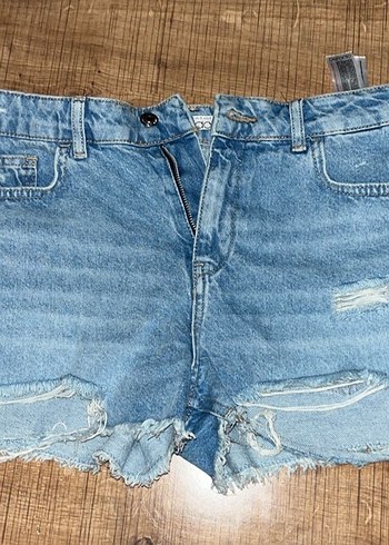 Defacto Acik Mavi Yikamali Denim Sort